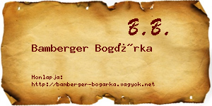 Bamberger Bogárka névjegykártya
